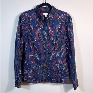 Charter Club Multicolor Paisley Print Jacket Art to Wear Stretch Women Large